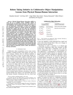 Robots Taking Initiative in Collaborative Object Manipulation: Lessons
  from Physical Human-Human Interaction