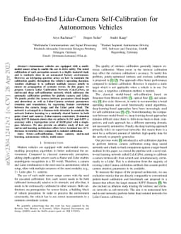 End-to-End Lidar-Camera Self-Calibration for Autonomous Vehicles