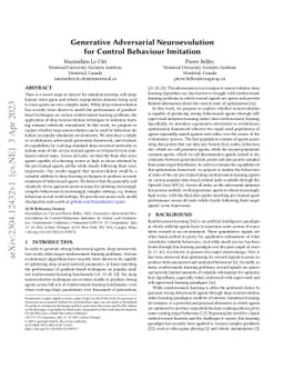 Generative Adversarial Neuroevolution for Control Behaviour Imitation