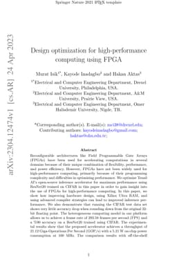 Design optimization for high-performance computing using FPGA