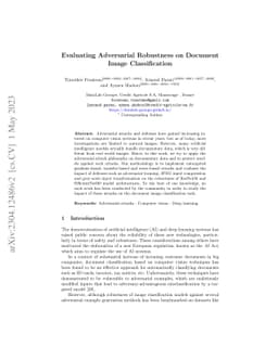 Evaluating Adversarial Robustness on Document Image Classification