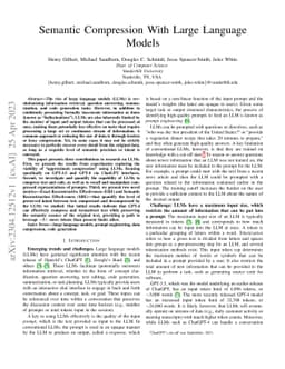 Semantic Compression With Large Language Models