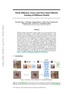 Patch Diffusion: Faster and More Data-Efficient Training of Diffusion
  Models