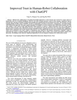 Improved Trust in Human-Robot Collaboration with ChatGPT