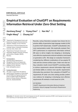 Empirical Evaluation of ChatGPT on Requirements Information Retrieval
  Under Zero-Shot Setting