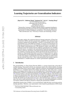 Learning Trajectories are Generalization Indicators