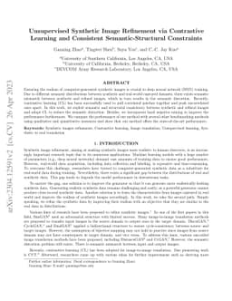 Unsupervised Synthetic Image Refinement via Contrastive Learning and
  Consistent Semantic-Structural Constraints