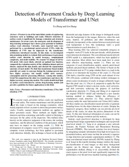 Detection of Pavement Cracks by Deep Learning Models of Transformer and
  UNet