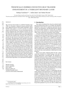 Genetically-inspired convective heat transfer enhancement in a turbulent
  boundary layer