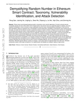 Demystifying Random Number in Ethereum Smart Contract: Taxonomy,
  Vulnerability Identification, and Attack Detection