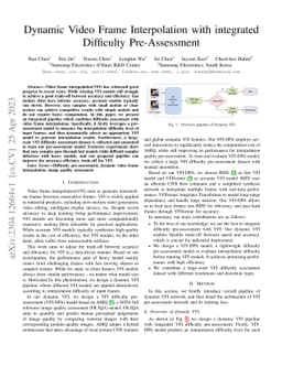 Dynamic Video Frame Interpolation with integrated Difficulty
  Pre-Assessment