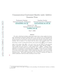 Communication-Constrained Bandits under Additive Gaussian Noise