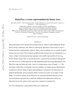 Phylo2Vec: a vector representation for binary trees