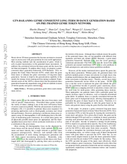 GTN-Bailando: Genre Consistent Long-Term 3D Dance Generation based on
  Pre-trained Genre Token Network