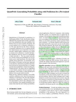 QuantProb: Generalizing Probabilities along with Predictions for a
  Pre-trained Classifier
