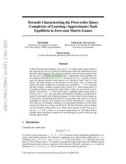 Towards Characterizing the First-order Query Complexity of Learning
  (Approximate) Nash Equilibria in Zero-sum Matrix Games