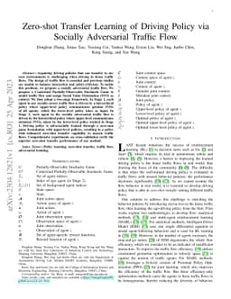 Zero-shot Transfer Learning of Driving Policy via Socially Adversarial
  Traffic Flow