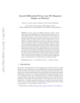 (Local) Differential Privacy has NO Disparate Impact on Fairness