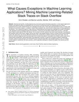 What Causes Exceptions in Machine Learning Applications? Mining Machine
  Learning-Related Stack Traces on Stack Overflow