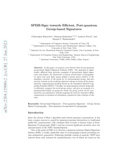 SPDH-Sign: towards Efficient, Post-quantum Group-based Signatures