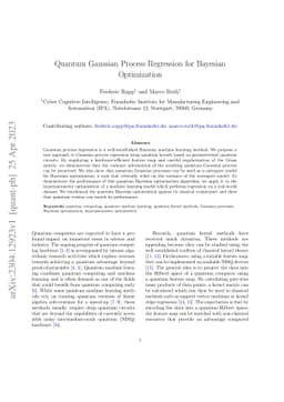 Quantum Gaussian Process Regression for Bayesian Optimization