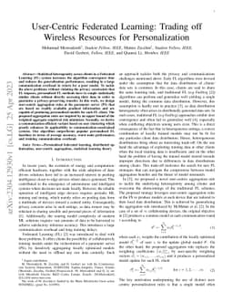 User-Centric Federated Learning: Trading off Wireless Resources for
  Personalization