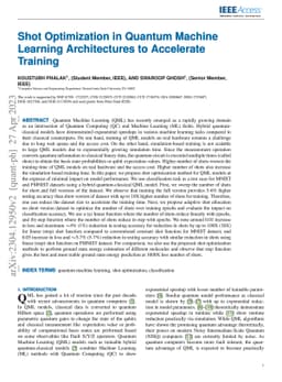 Shot Optimization in Quantum Machine Learning Architectures to
  Accelerate Training