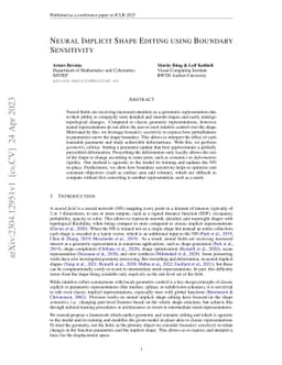 Neural Implicit Shape Editing using Boundary Sensitivity