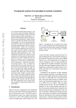 Escaping the sentence-level paradigm in machine translation