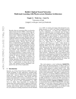 Rubik's Optical Neural Networks: Multi-task Learning with Physics-aware
  Rotation Architecture