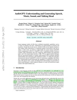 AudioGPT: Understanding and Generating Speech, Music, Sound, and Talking
  Head