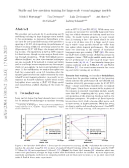 Stable and low-precision training for large-scale vision-language models