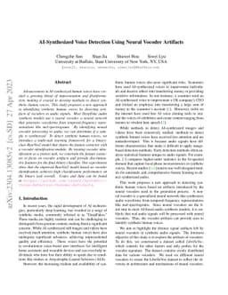 AI-Synthesized Voice Detection Using Neural Vocoder Artifacts