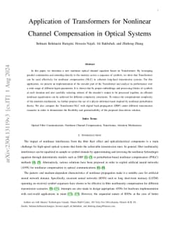 Application of Transformers for Nonlinear Channel Compensation in
  Optical Systems