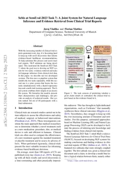 Sebis at SemEval-2023 Task 7: A Joint System for Natural Language
  Inference and Evidence Retrieval from Clinical Trial Reports