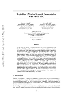 Exploiting CNNs for Semantic Segmentation with Pascal VOC