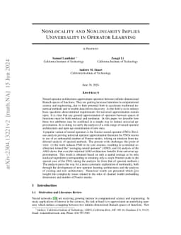 Nonlocality and Nonlinearity Implies Universality in Operator Learning