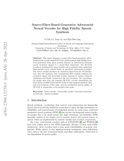 Source-Filter-Based Generative Adversarial Neural Vocoder for High
  Fidelity Speech Synthesis