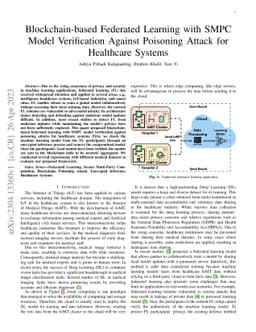 Blockchain-based Federated Learning with SMPC Model Verification Against
  Poisoning Attack for Healthcare Systems