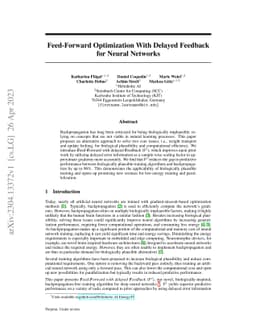 Feed-Forward Optimization With Delayed Feedback for Neural Networks