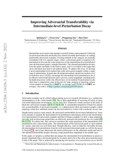 Improving Adversarial Transferability via Intermediate-level
  Perturbation Decay