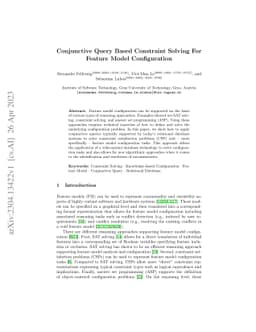Conjunctive Query Based Constraint Solving For Feature Model
  Configuration