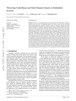 Thwarting Code-Reuse and Side-Channel Attacks in Embedded Systems