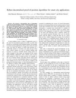 Robust decentralised proof-of-position algorithms for smart city
  applications