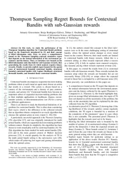 Thompson Sampling Regret Bounds for Contextual Bandits with sub-Gaussian
  rewards