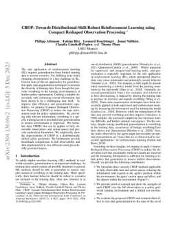 CROP: Towards Distributional-Shift Robust Reinforcement Learning using
  Compact Reshaped Observation Processing