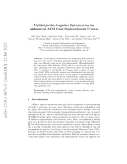 Multiobjective Logistics Optimization for Automated ATM Cash
  Replenishment Process