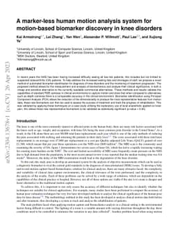 A marker-less human motion analysis system for motion-based biomarker
  discovery in knee disorders