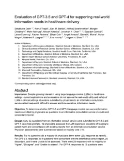 Evaluation of GPT-3.5 and GPT-4 for supporting real-world information
  needs in healthcare delivery