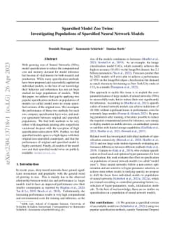 Sparsified Model Zoo Twins: Investigating Populations of Sparsified
  Neural Network Models